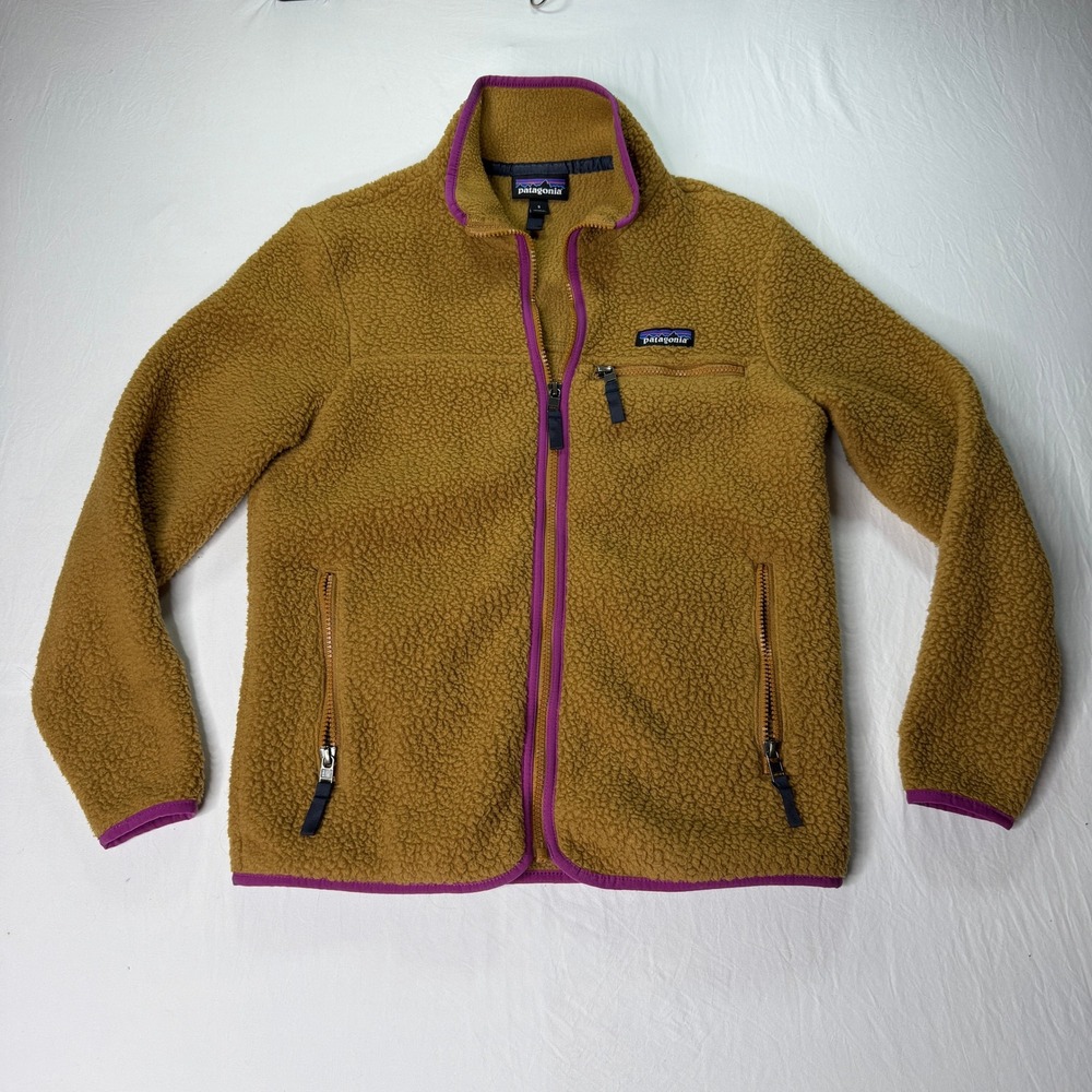 Patagonia Retro Pile Fleece Jacket Women's Size Small Tan High Pile‎ Full Zip